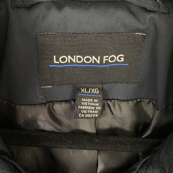 London Fog Double Breasted Trench Coat Navy Blue Women XL Belted Rain Jacket - Picture 9 of 12